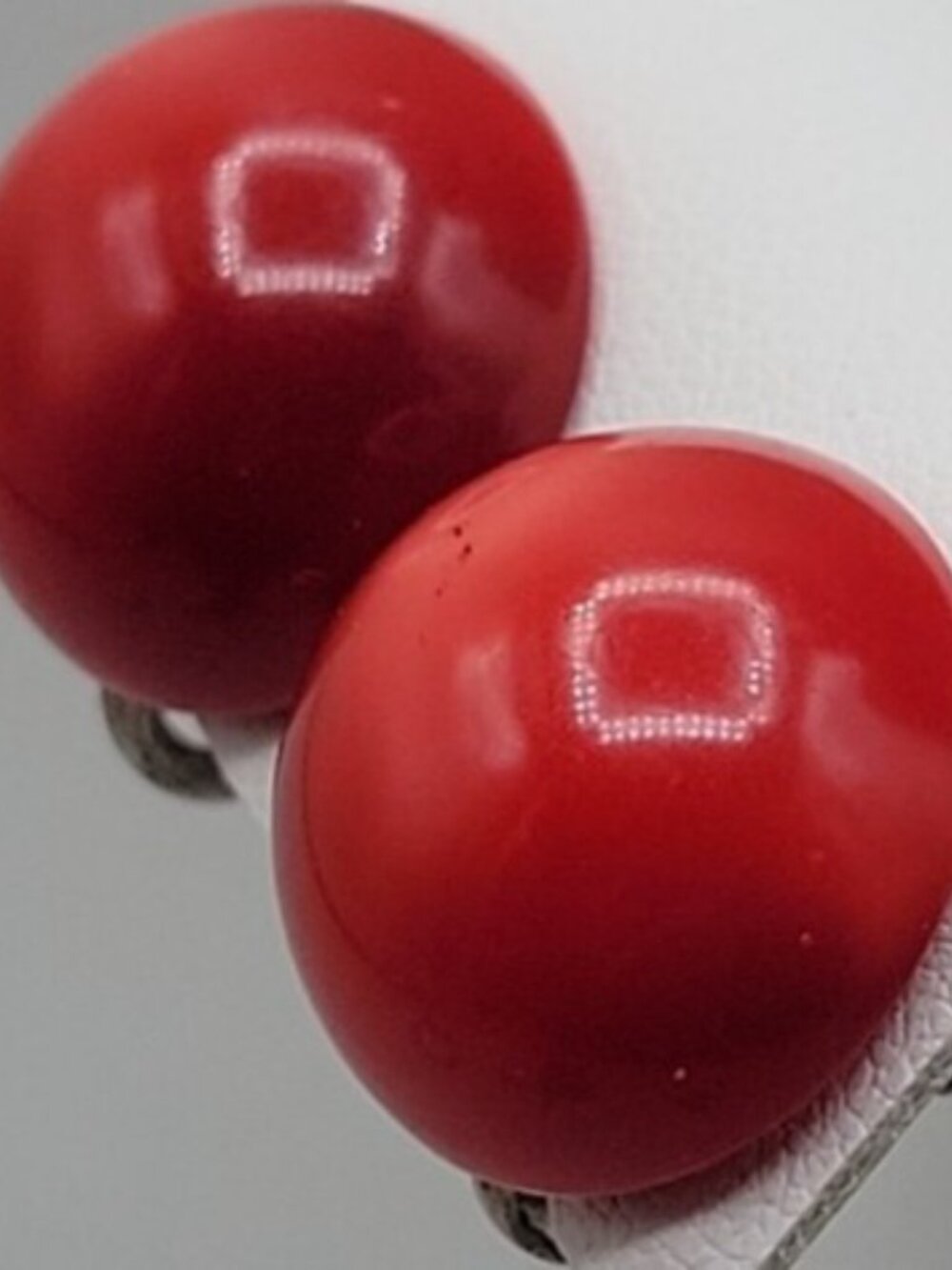 Vintage Richelieu Sterling Silver Moonglow Button Screw Back Earrings Red Lucite